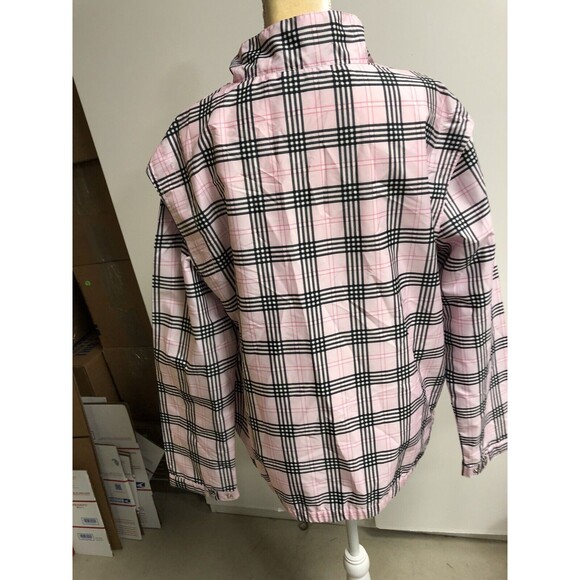 AW Golf Womens Pullover Windbreaker 1/4 Zip Collar Pink Plaid Mesh Lined Size 1X - Picture 7 of 9